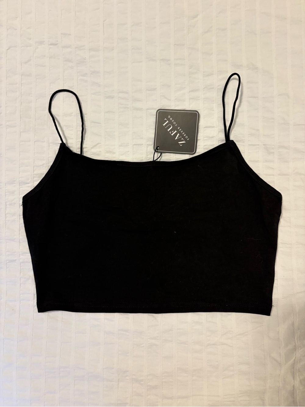 Zaful Black Spaghetti Strap Cropped Camisole